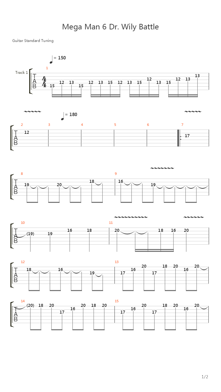Mega Man 6(洛克人6) - Dr Wily Battle吉他谱