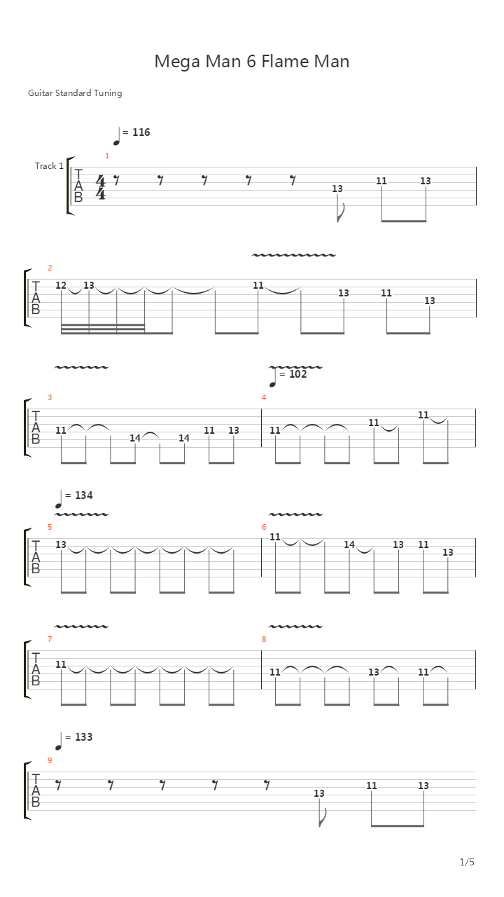 Mega Man 6(洛克人6) - Flame Man吉他谱