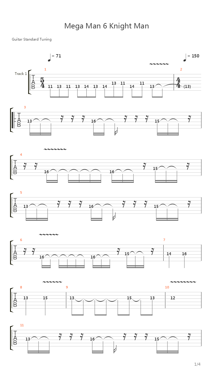 Mega Man 6(洛克人6) - Knight Man吉他谱