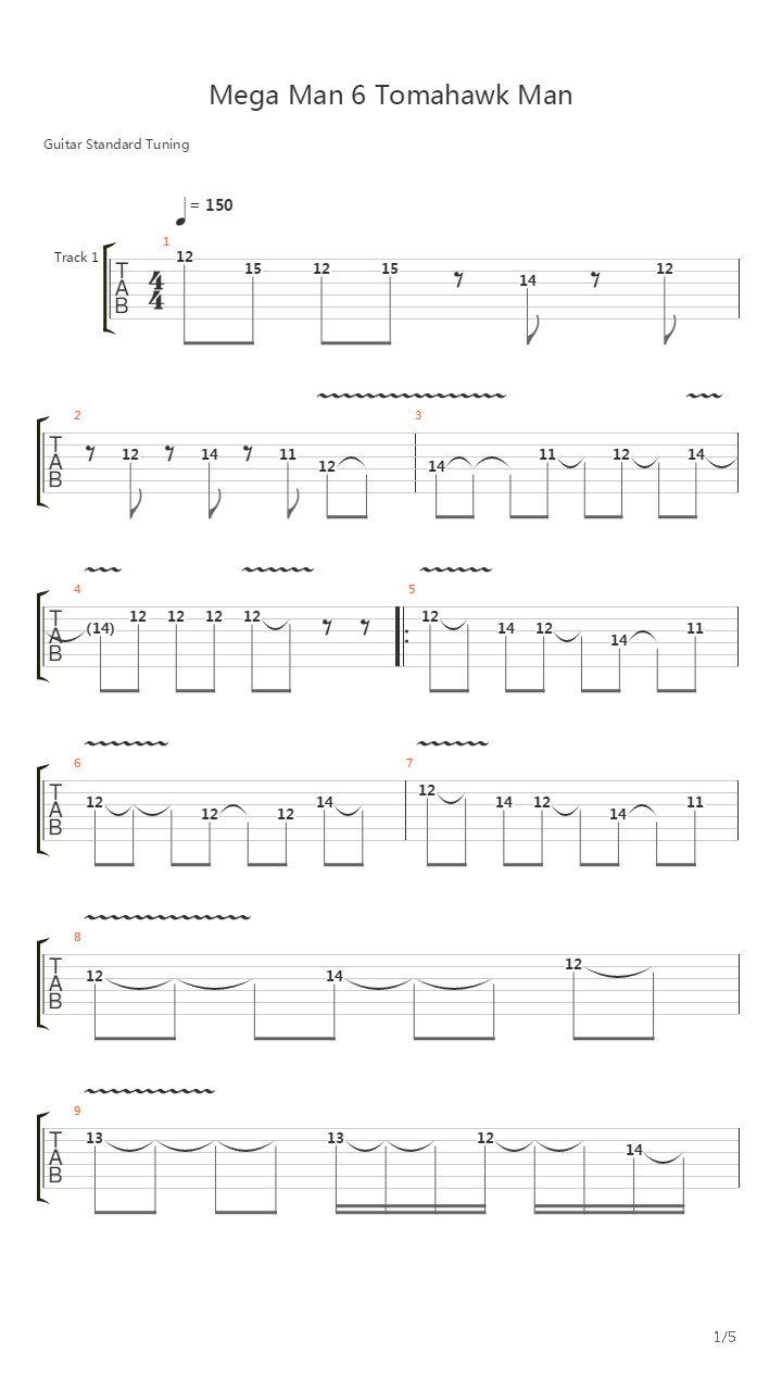 Mega Man 6(洛克人6) - Tomahawk Man吉他谱
