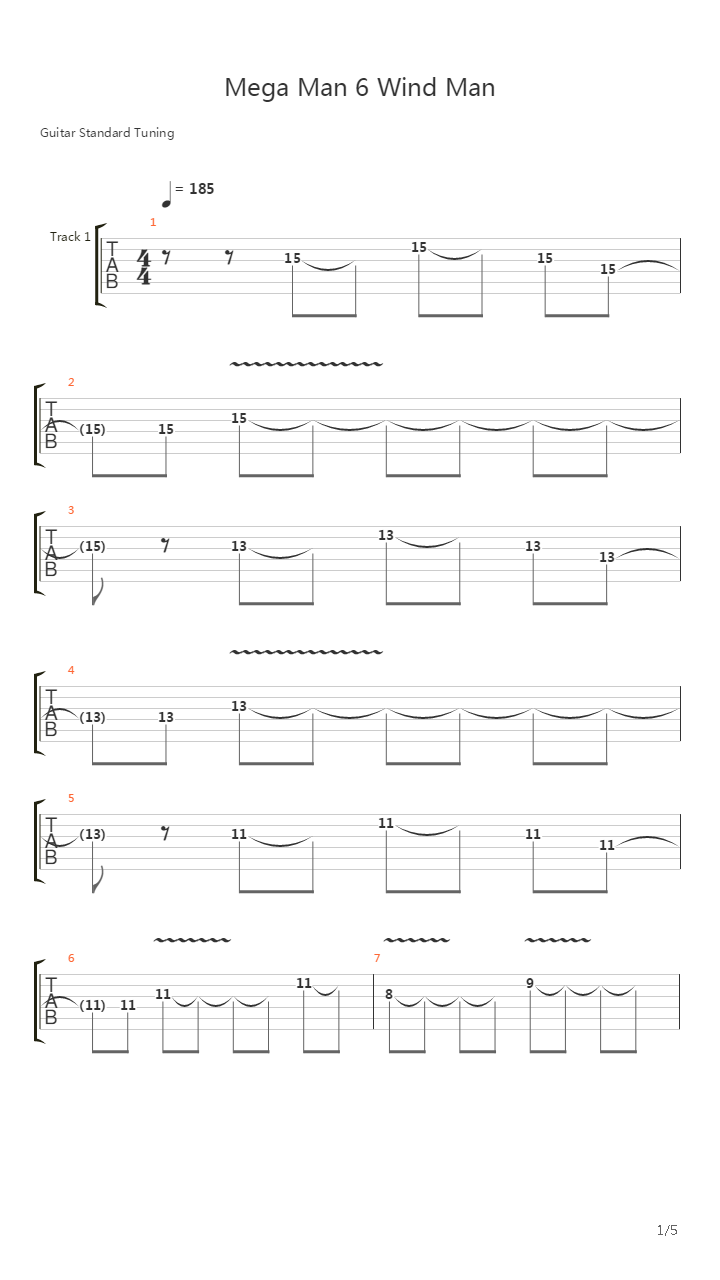 Mega Man 6(洛克人6) - Wind Man吉他谱