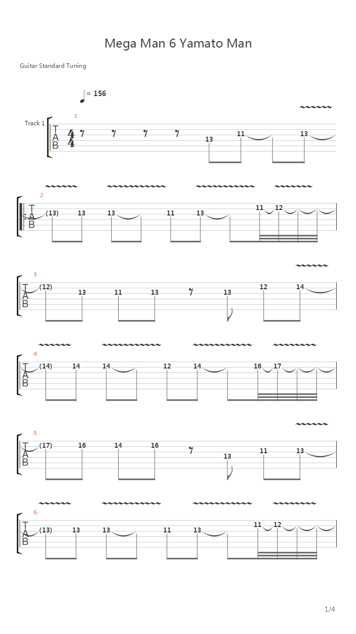 Mega Man 6(洛克人6) - Yamato Man吉他谱
