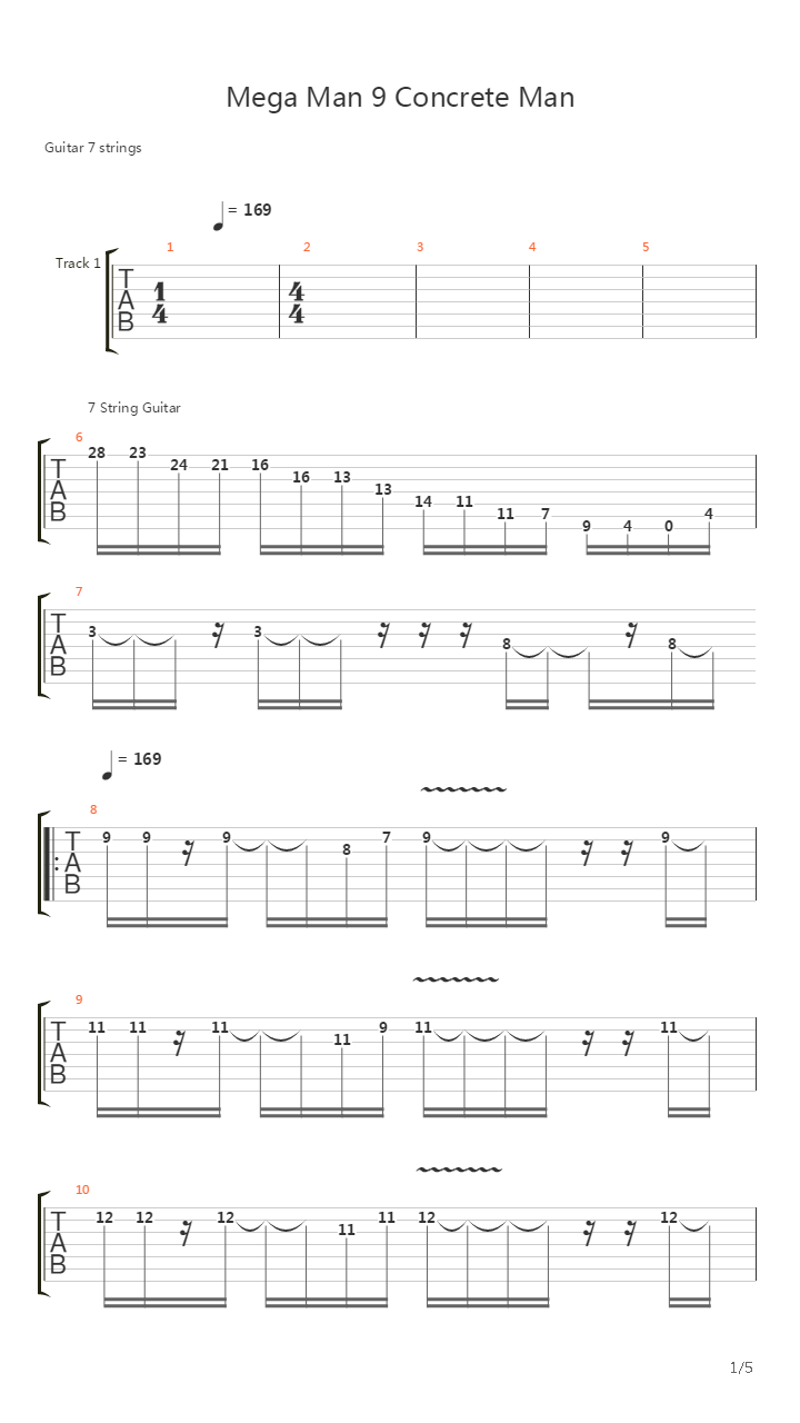 Mega Man 9(洛克人9) - Concrete Man吉他谱