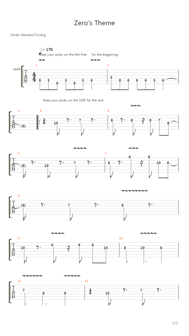 Mega Man X2(洛克人X2) - Zeros Theme吉他谱