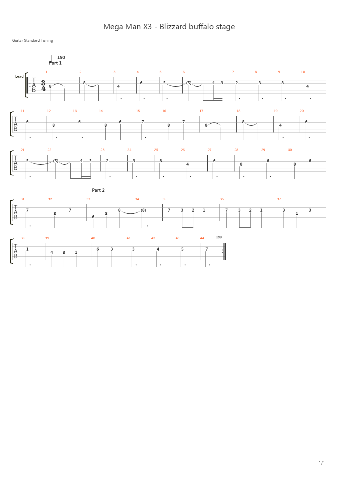 Mega Man X3(洛克人X3) - Blizzard Buffalo吉他谱