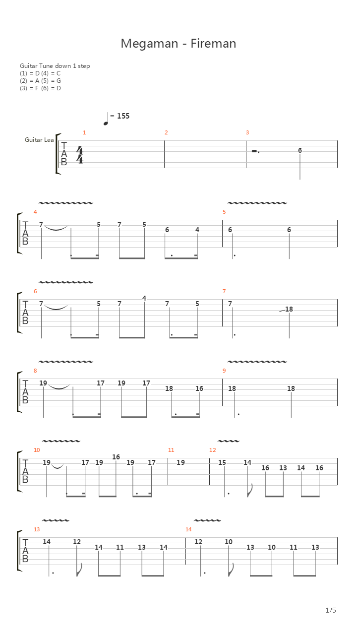 Mega Man(洛克人) - Fireman吉他谱