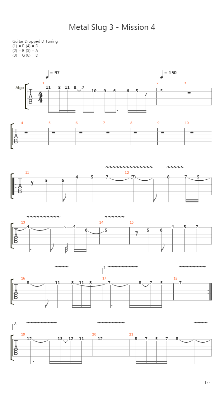 Metal Slug(合金弹头) - Mission 4吉他谱