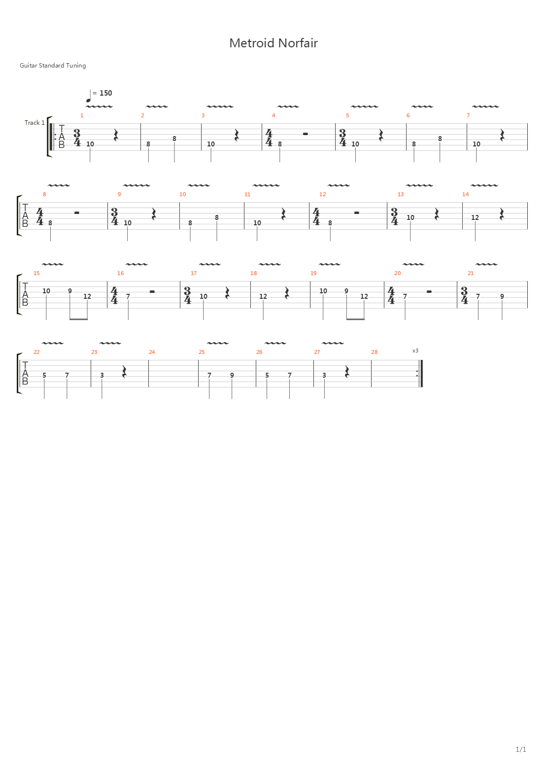 Metroid(银河战士) - Norfair吉他谱