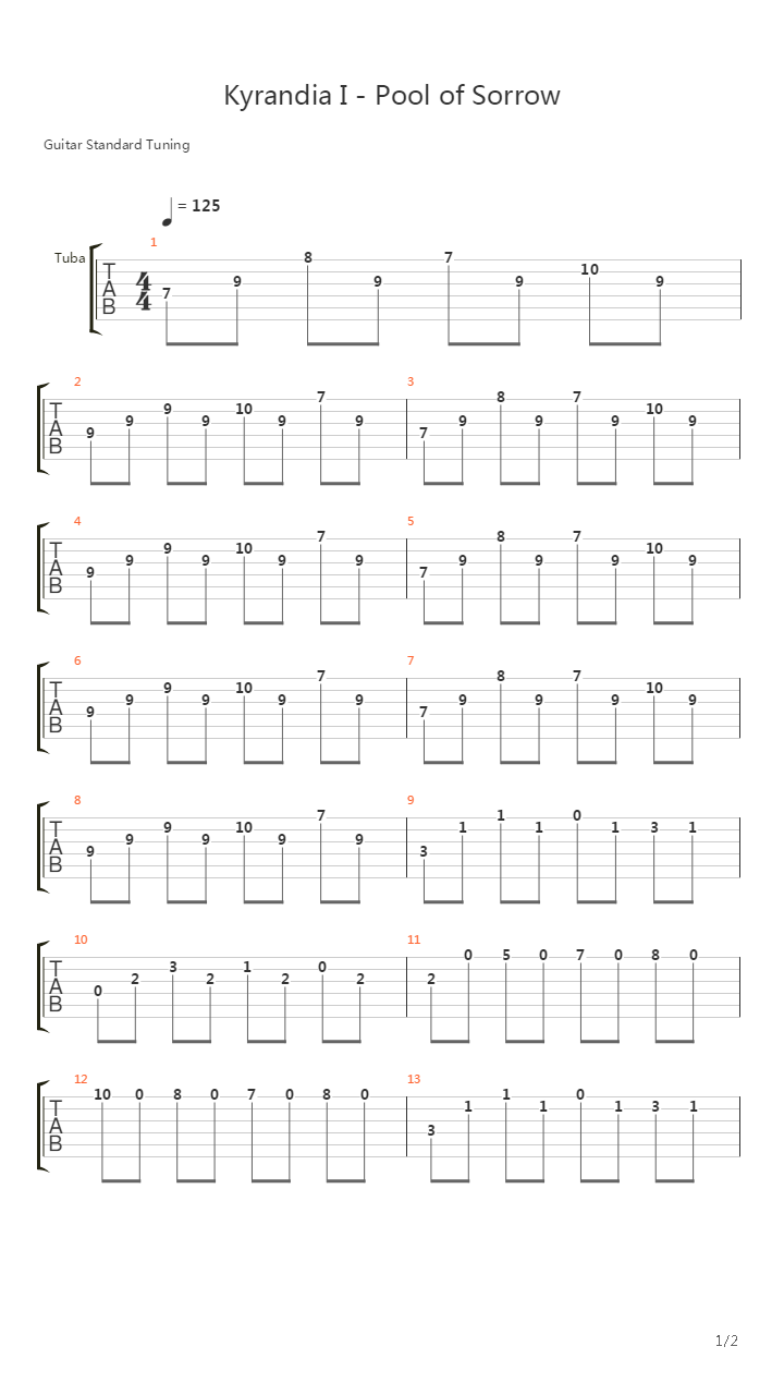 The Legend of Kyrandia(凯兰迪亚传奇) - Pool Of Sorrow吉他谱
