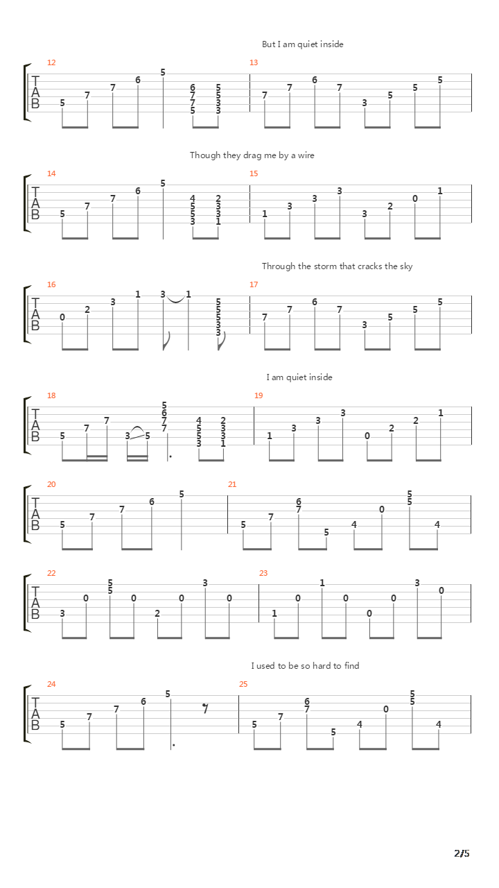 Quiet Inside吉他谱