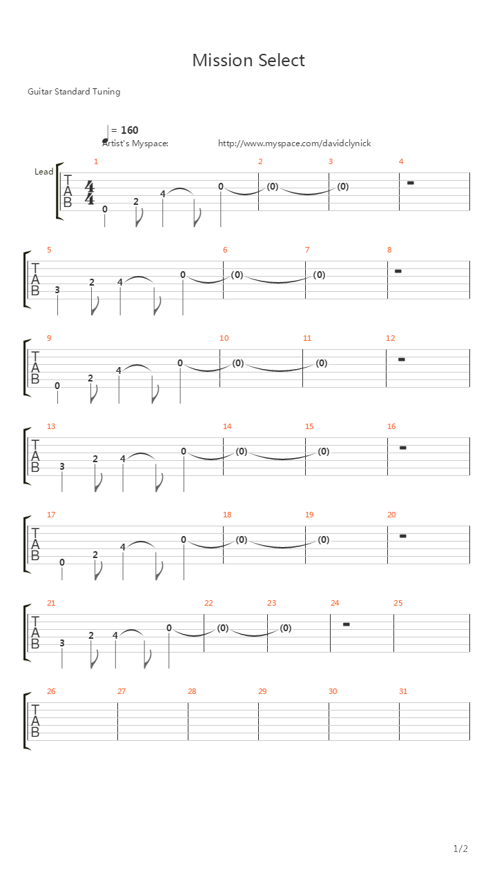 Perfect Dark Zero(完美黑暗零) - Mission Select吉他谱