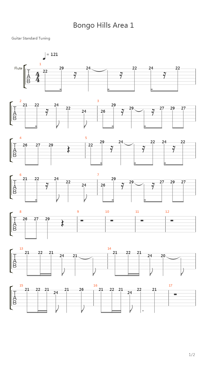 Rayman(雷曼) - Bongo Hills Area 1吉他谱