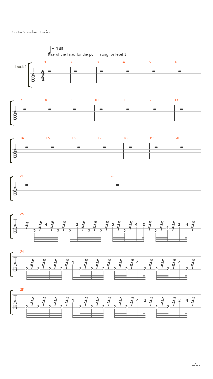 Rise Of The Triad(龙霸三合会) - Level 1吉他谱