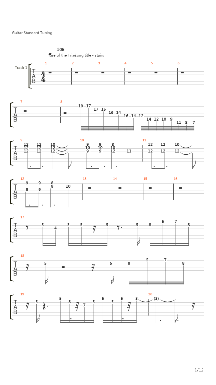 Rise Of The Triad(龙霸三合会) - Stairs吉他谱