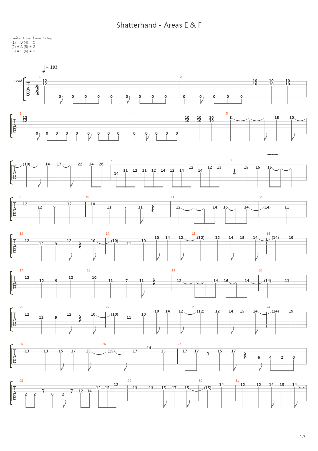 Shatterhand(特救指令) - Areas E F吉他谱