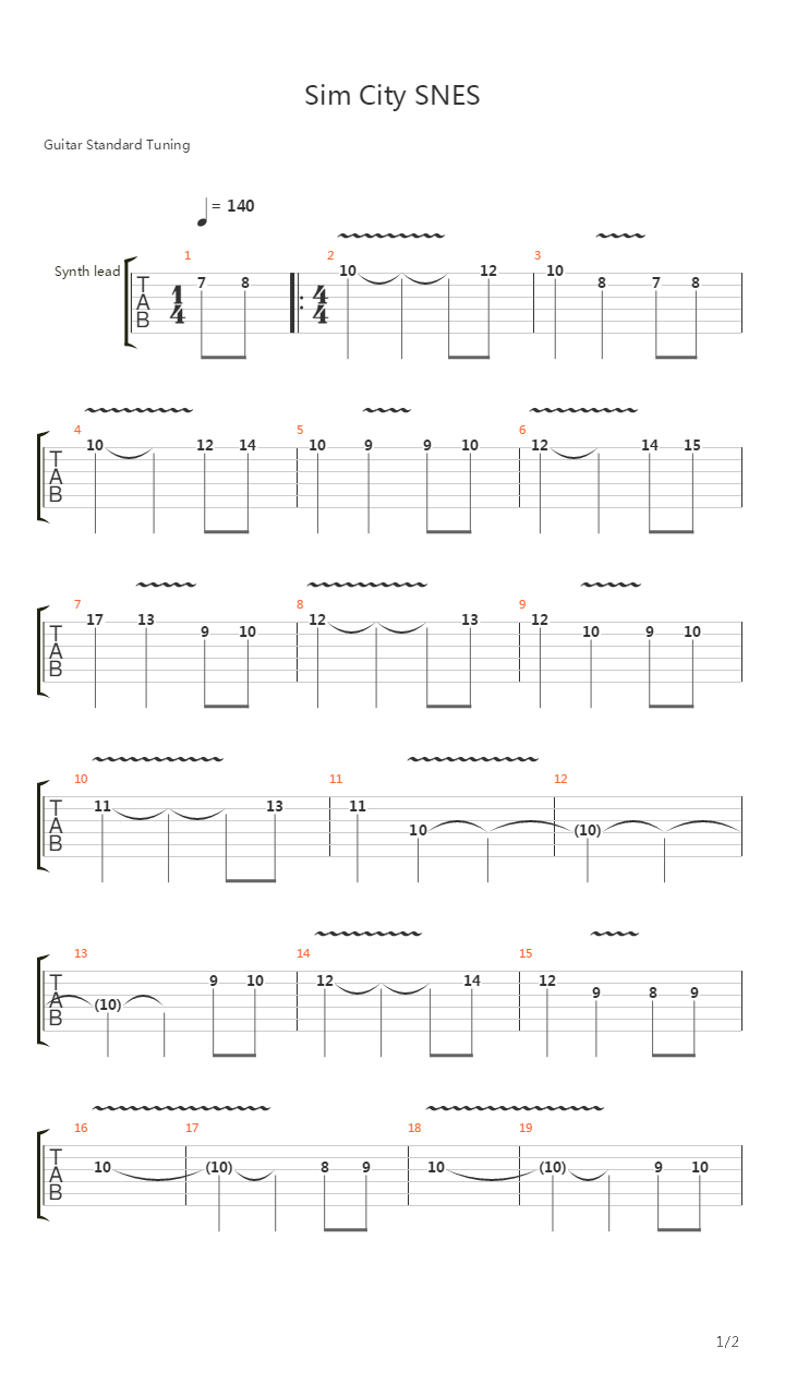 Sim City(模拟城市) - Snes City Theme吉他谱