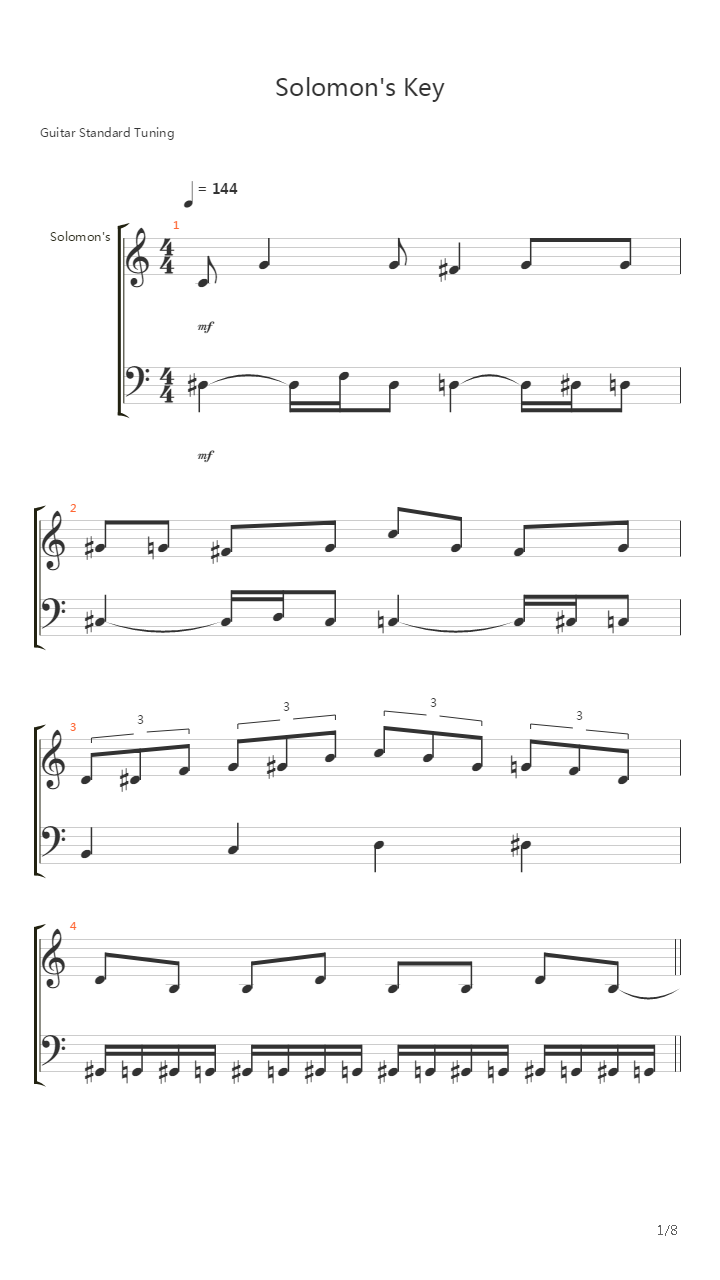 Solomons Key(所罗门之钥) - Main Theme吉他谱