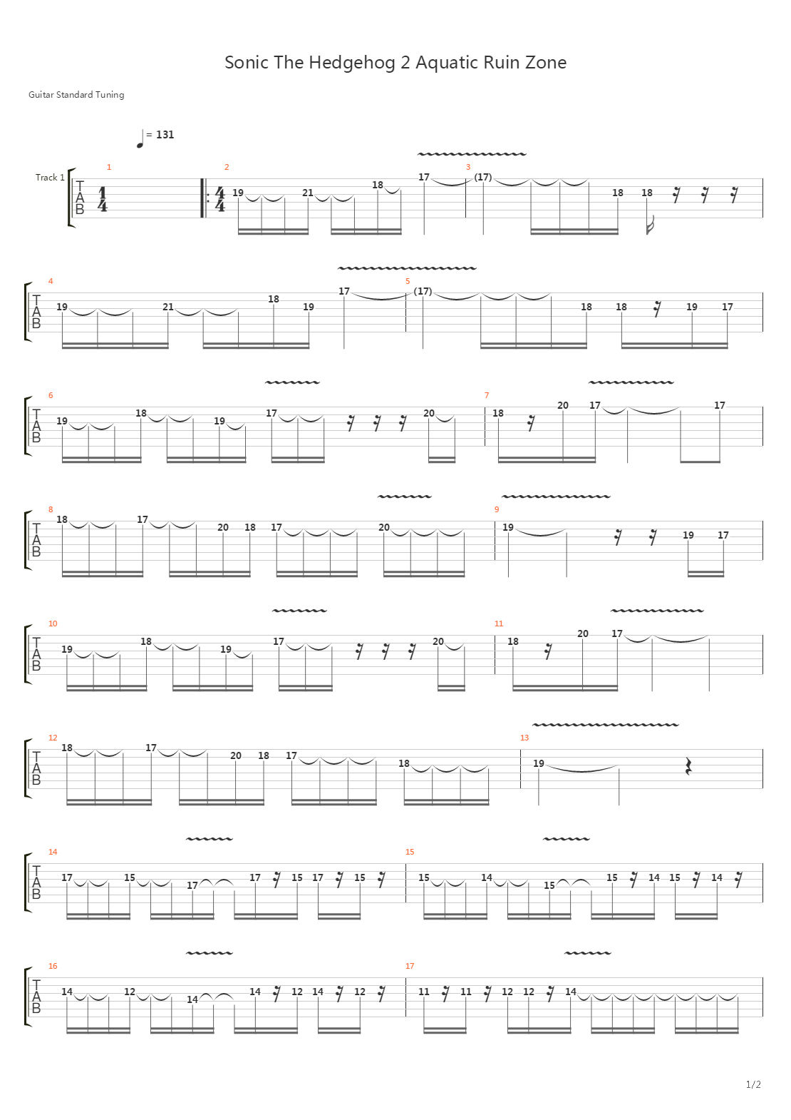 Sonic the Hedgehog 2(刺猬索尼克2) -  Aquatic Ruin Zone吉他谱
