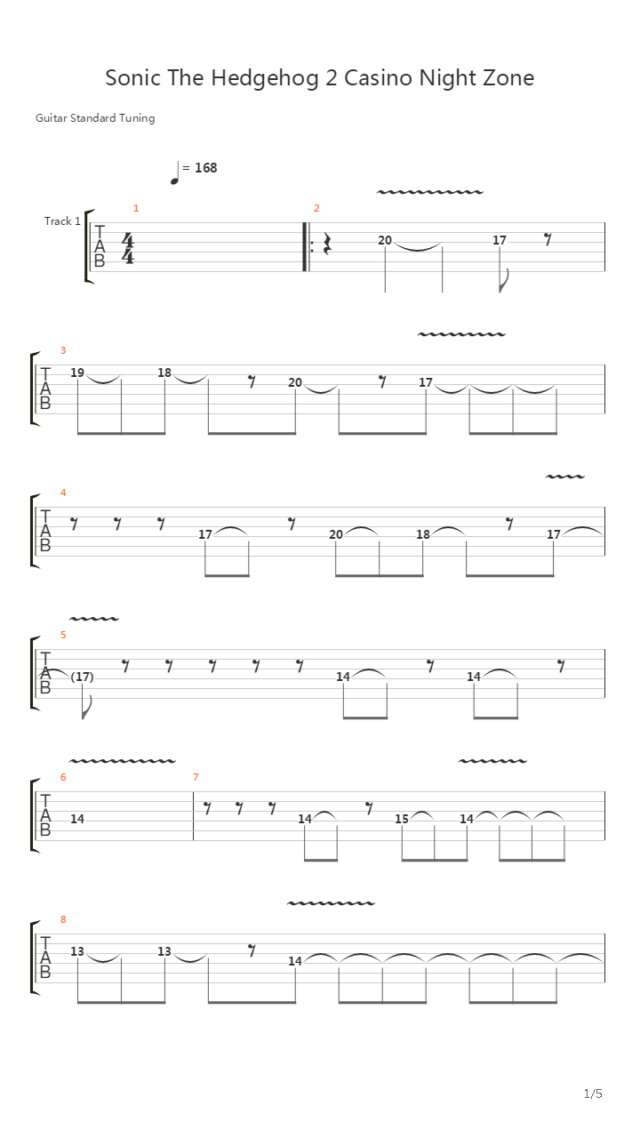 Sonic the Hedgehog 2(刺猬索尼克2) -  Casino Night Zone吉他谱