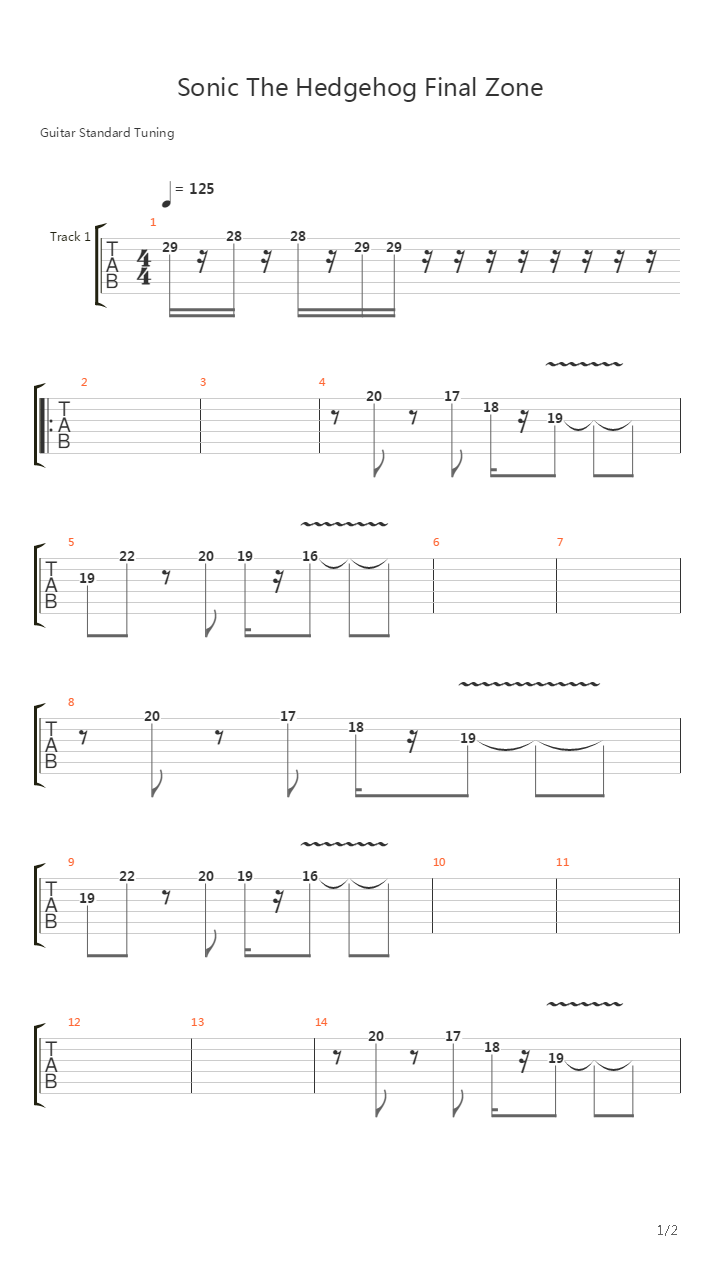 Sonic the Hedgehog(刺猬索尼克) -  Final Zone吉他谱