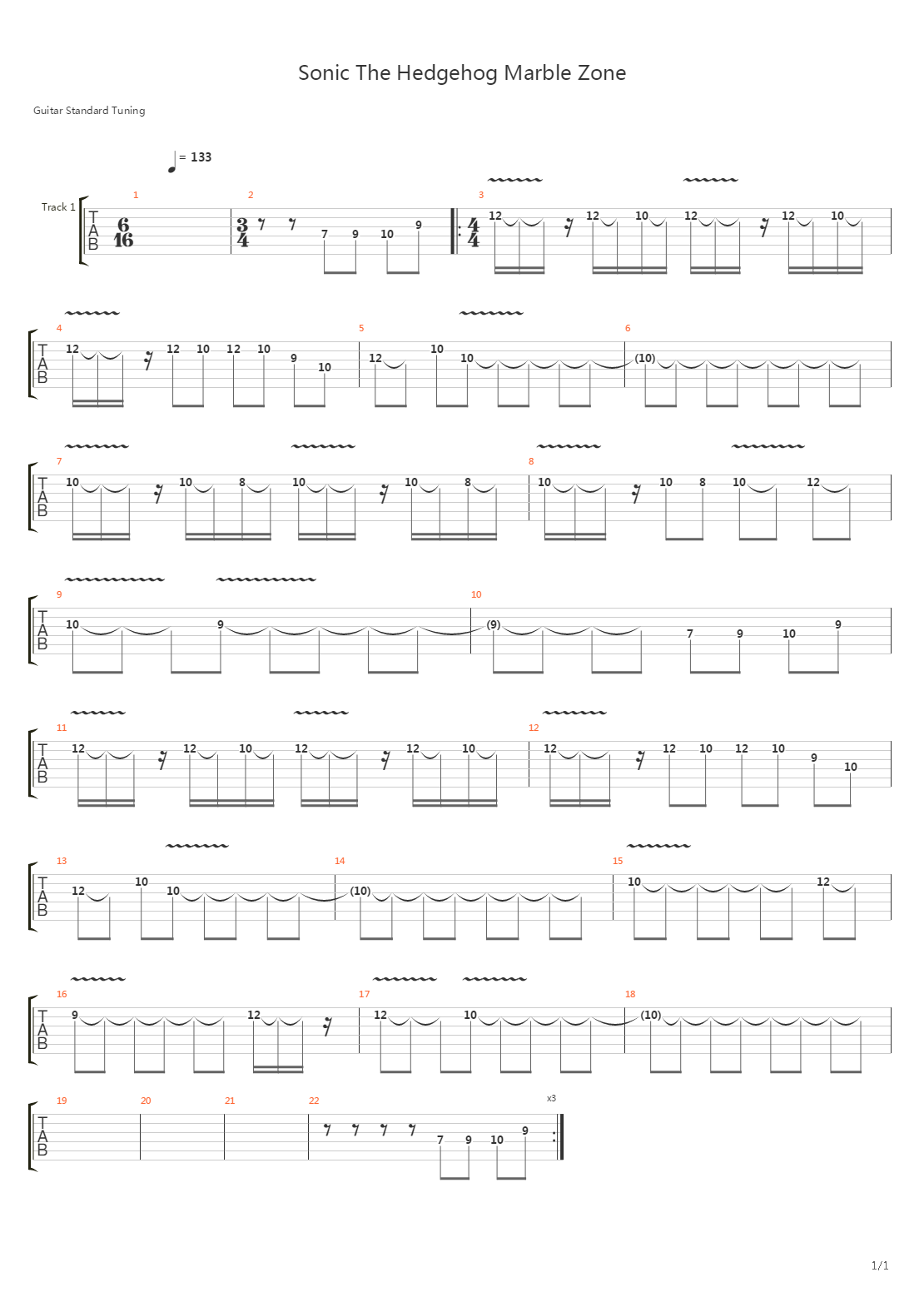 Sonic the Hedgehog(刺猬索尼克) -  Marble Zone吉他谱