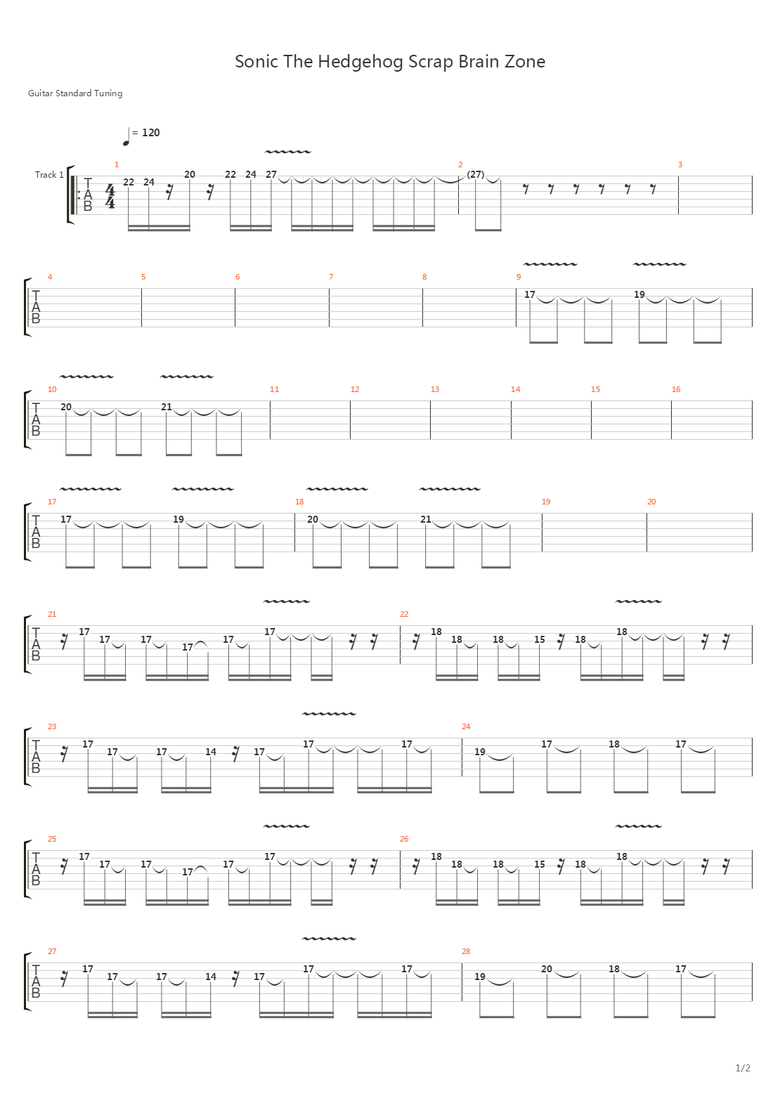 Sonic the Hedgehog(刺猬索尼克) -  Scrap Brain Zone吉他谱