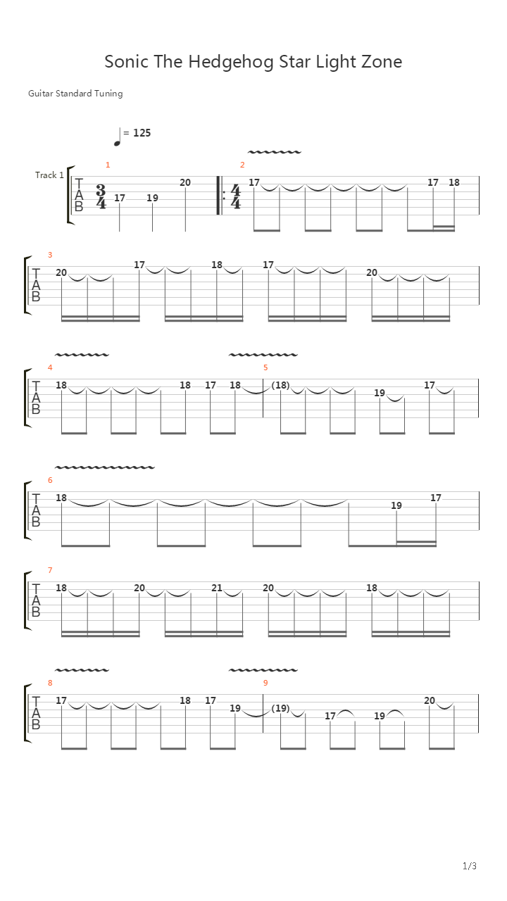 Sonic the Hedgehog(刺猬索尼克) -  Star Light Zone吉他谱