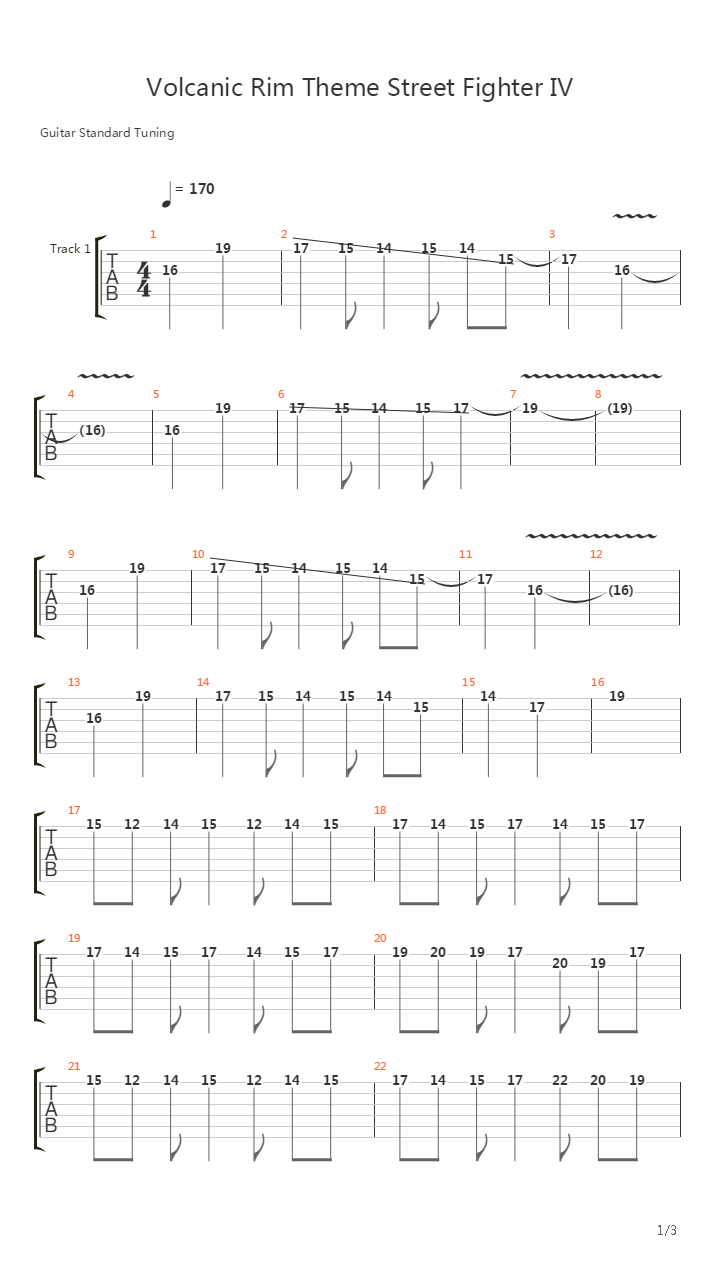 Street Fighter 4(街头霸王4) - Volcanic Rim吉他谱