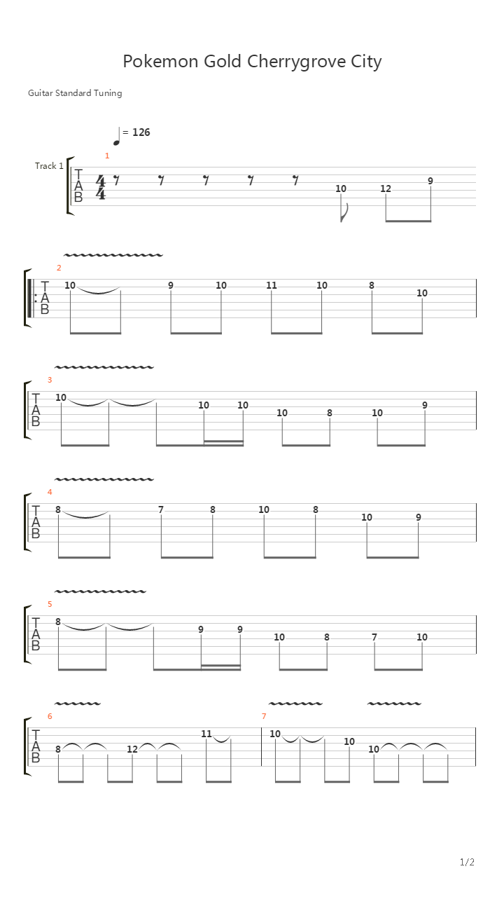 口袋妖怪 - Cherrygrove City吉他谱