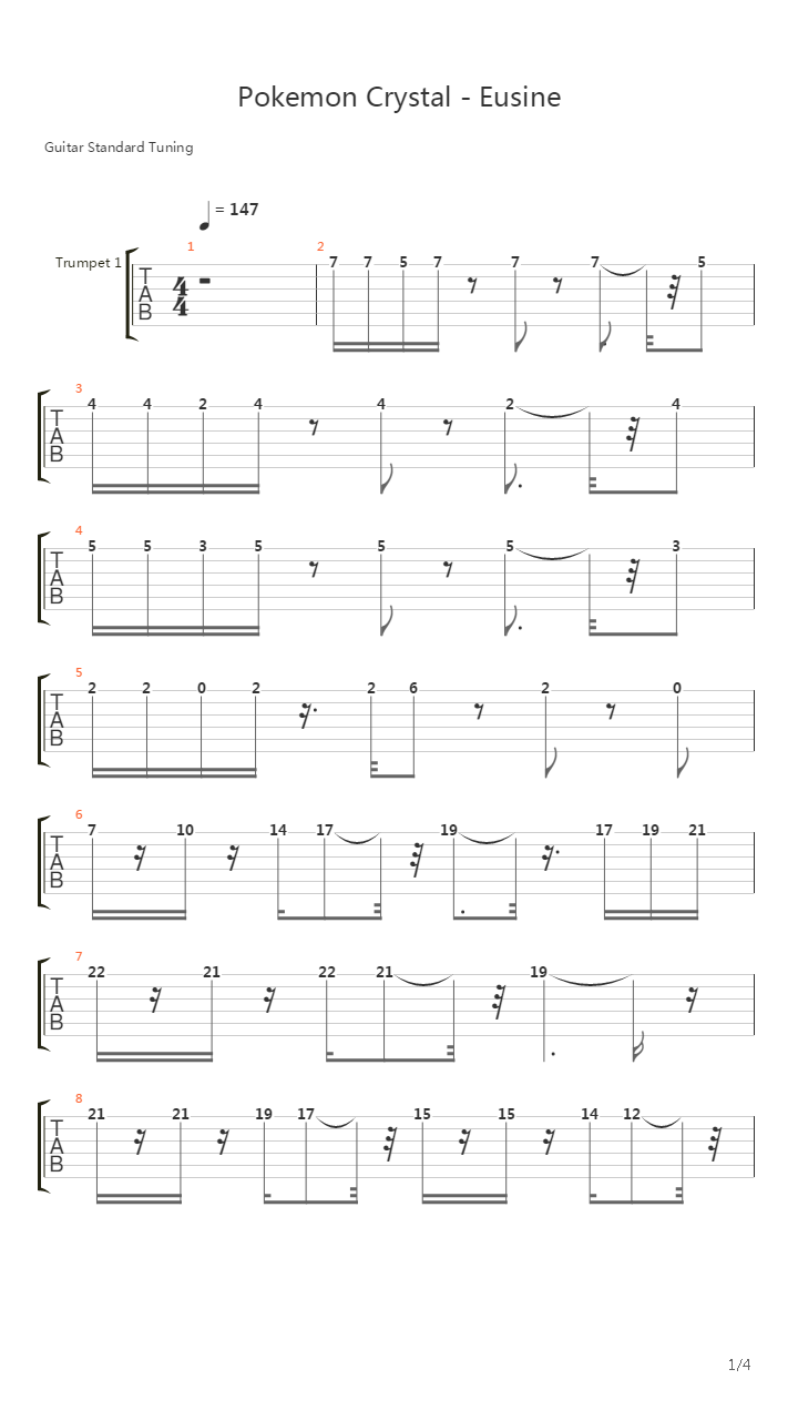 口袋妖怪 - Eusine吉他谱