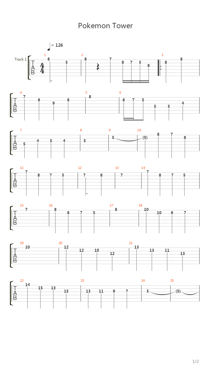 口袋妖怪 - Pokemon Tower吉他谱