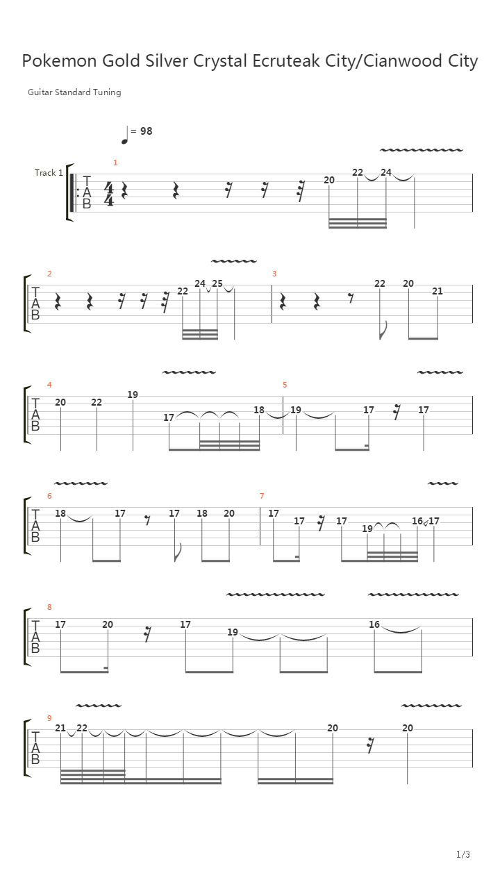 口袋妖怪(Silver Gold Crystal) - Ecruteak City Cianwood City吉他谱