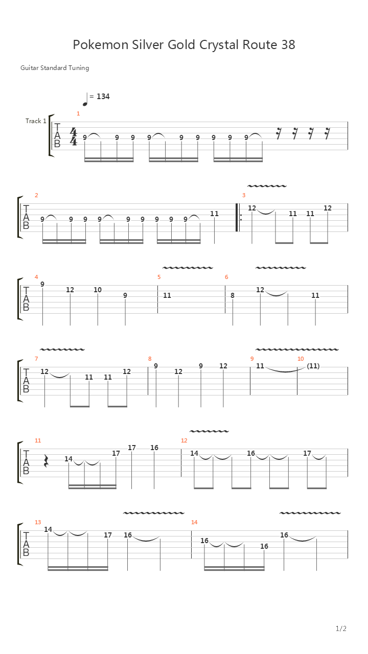 口袋妖怪(Silver Gold Crystal) - Route 38吉他谱