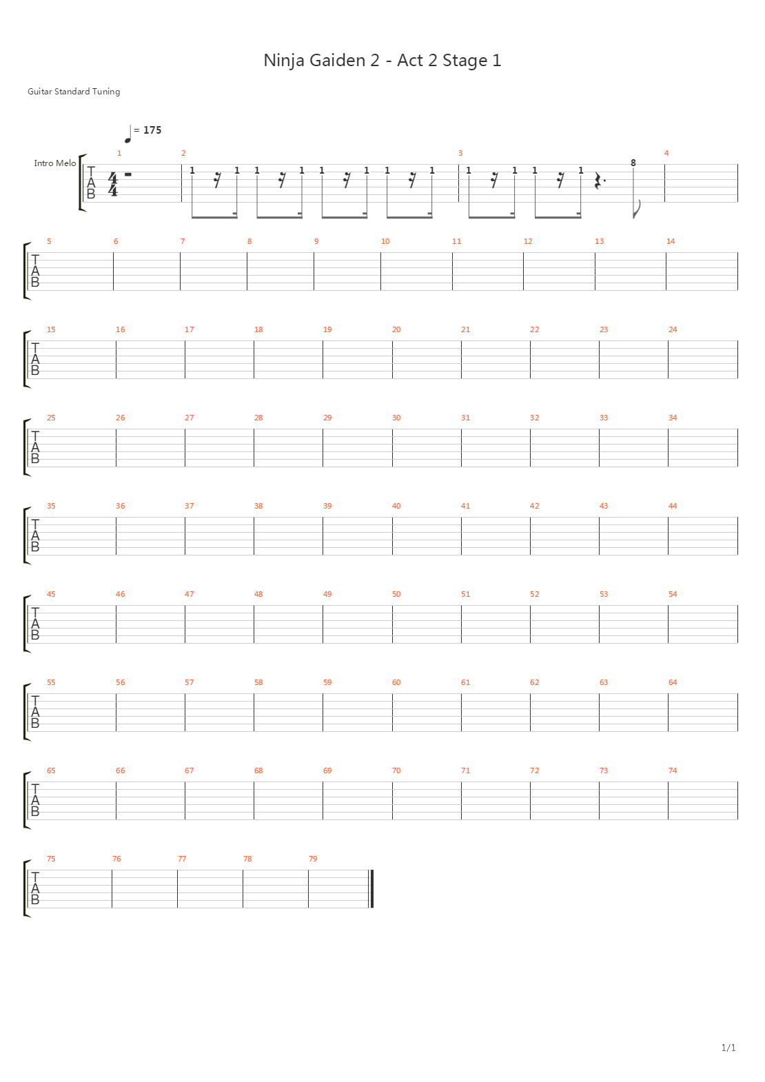 忍者龙剑传2 - Act 2 Stage 1吉他谱