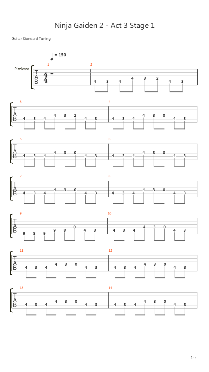 忍者龙剑传2 - Act 3 Stage 1吉他谱