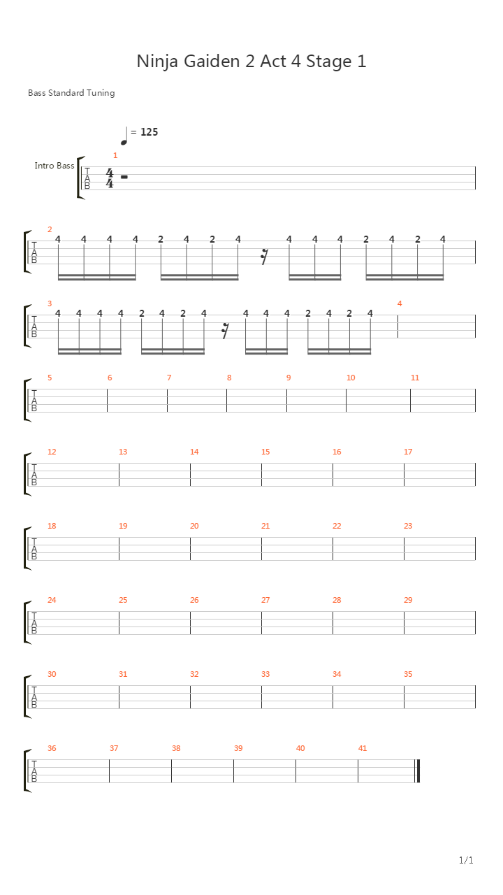 忍者龙剑传2 - Act 4 Stage 1吉他谱