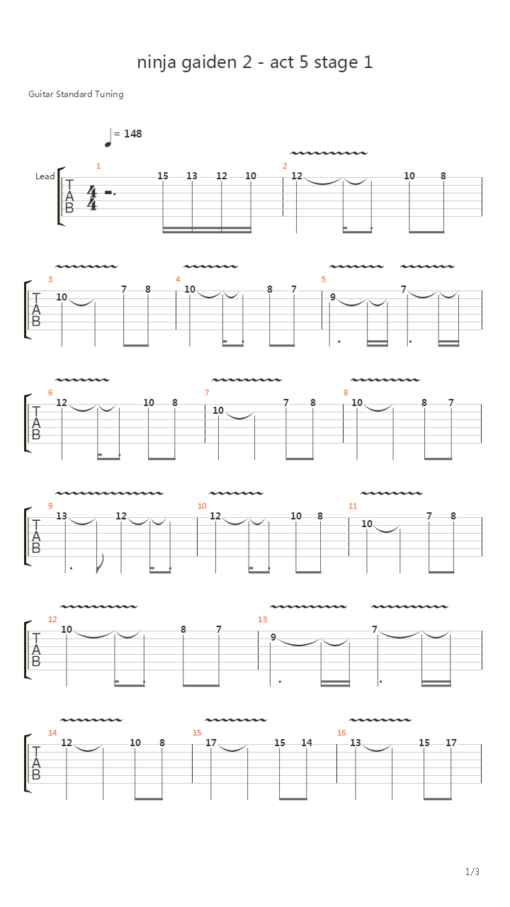 忍者龙剑传2 - Act 5 Stage 1吉他谱