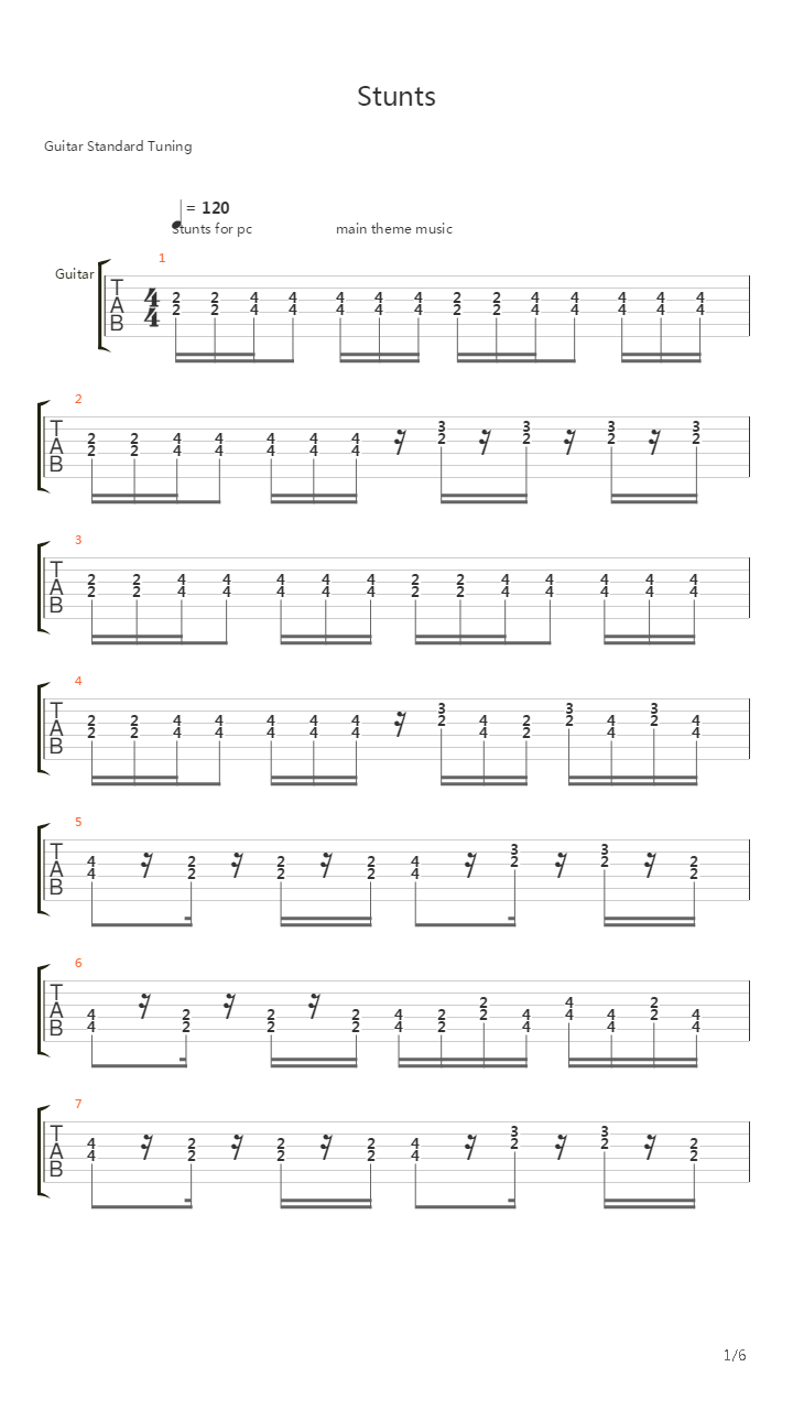 Stunts - Main Menu Theme吉他谱