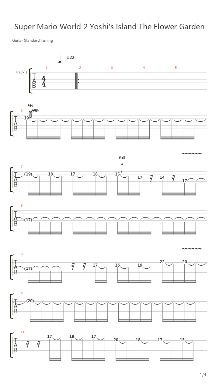 Super Mario World 2：Yoshi's Island(超级马里奥世界2：耀西之岛) -  The Flower Garden吉他谱