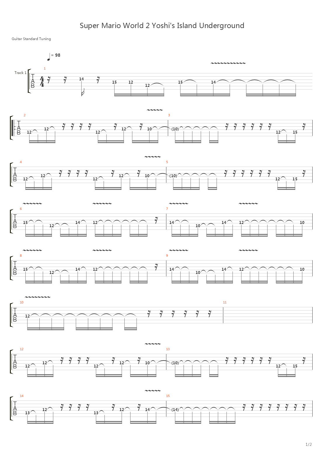 Super Mario World 2：Yoshi's Island(超级马里奥世界2：耀西之岛) -  Underground吉他谱