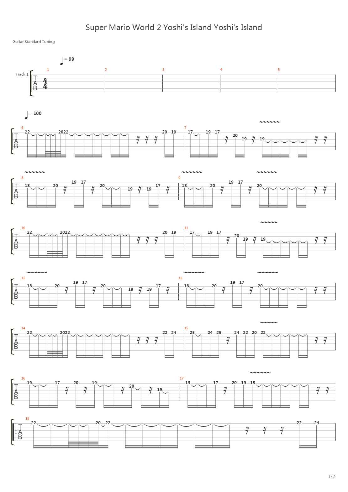 Super Mario World 2：Yoshi's Island(超级马里奥世界2：耀西之岛) -  Yoshis Island吉他谱