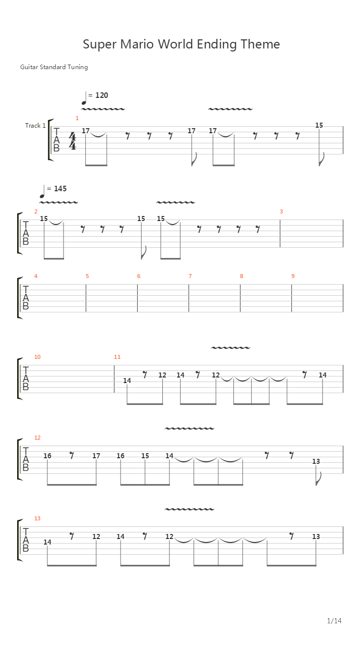Super Mario World(超级马里奥世界) - Ending吉他谱