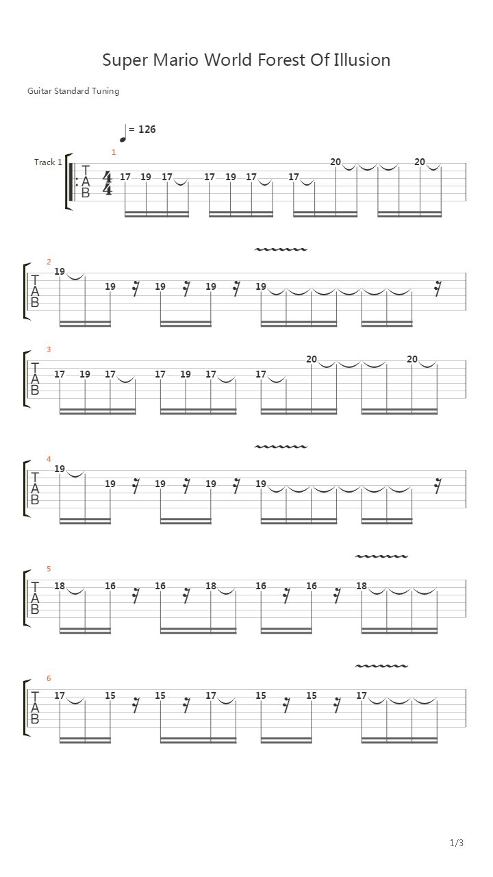 Super Mario World(超级马里奥世界) - Forest Of Illusion吉他谱