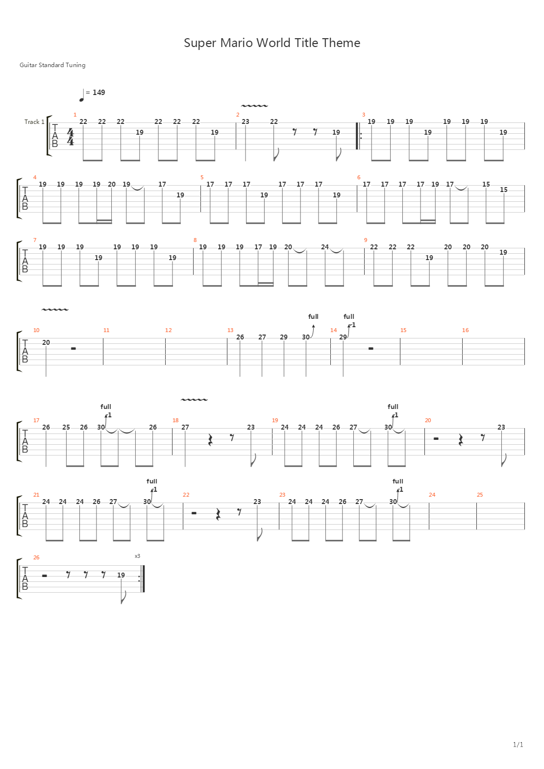 Super Mario World(超级马里奥世界) - Title Theme吉他谱