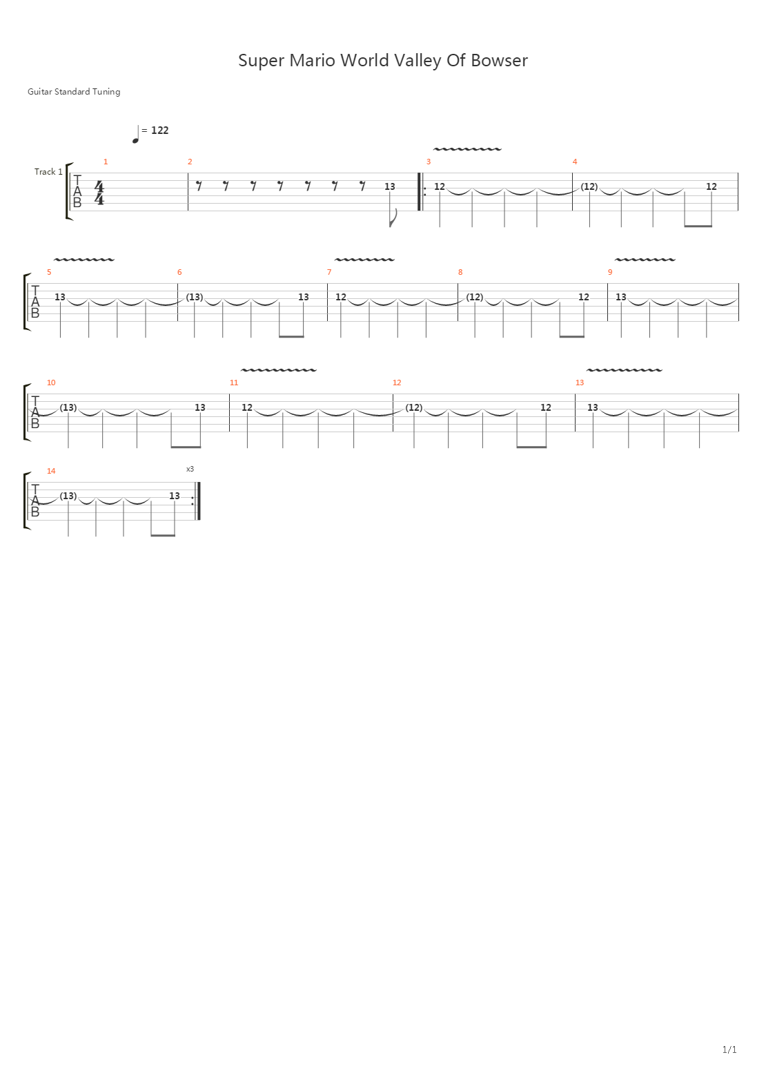 Super Mario World(超级马里奥世界) - Valley Of Bowser吉他谱