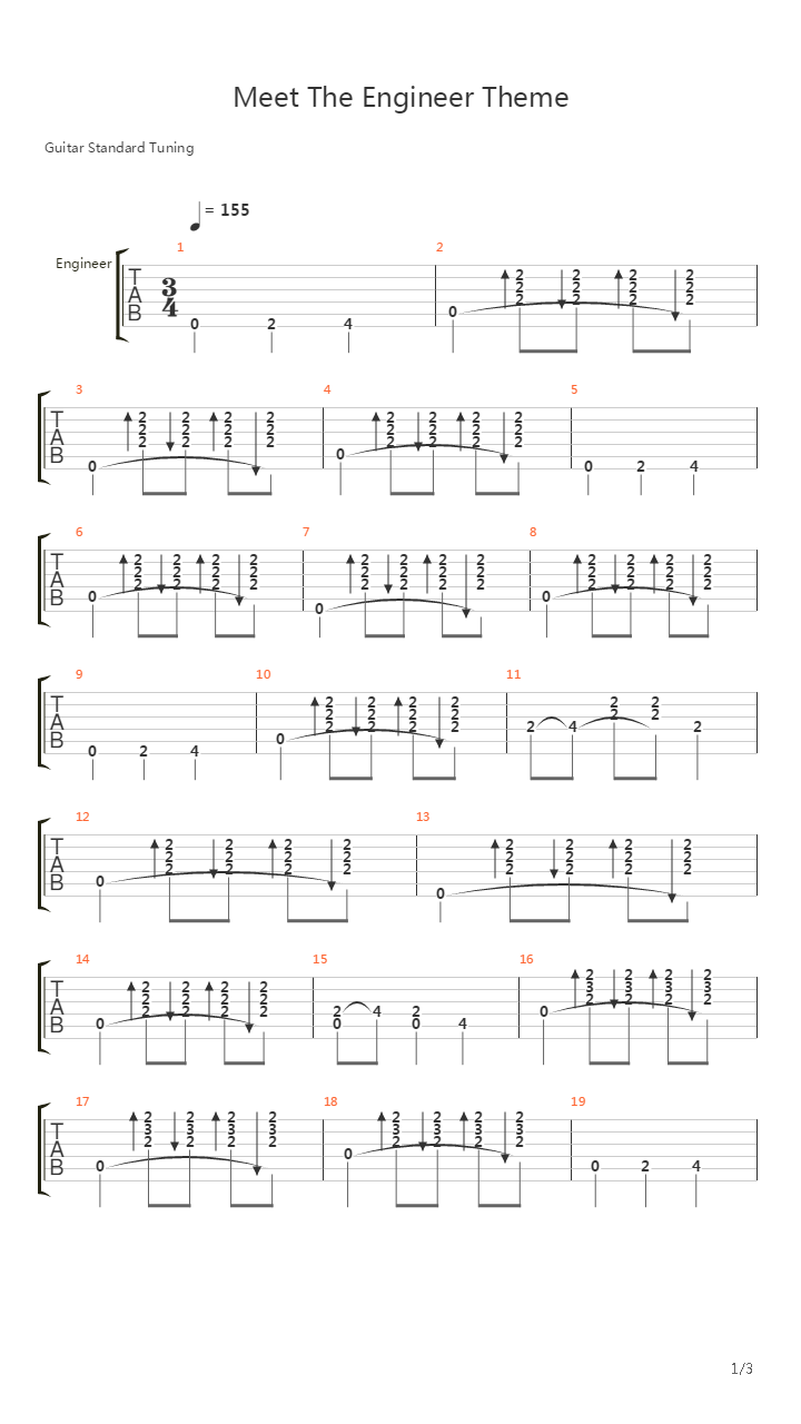 Team Fortress 2(军团要塞2) - Meet The Engineer Theme吉他谱