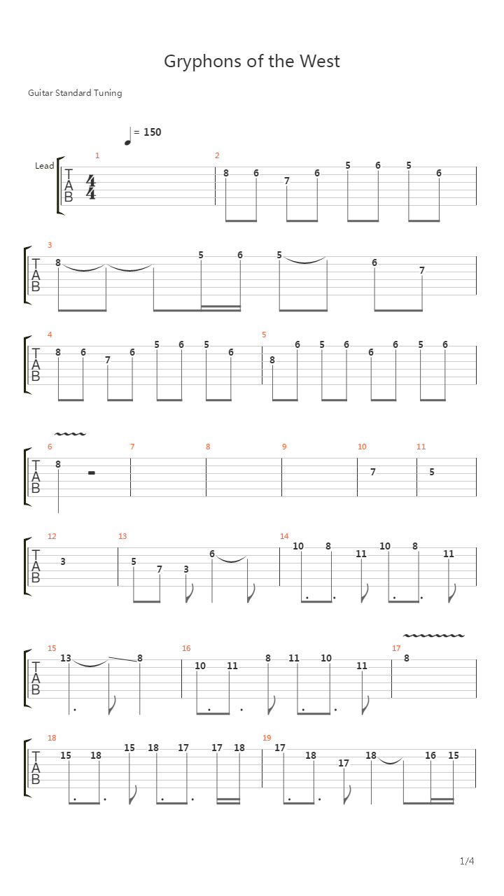 Tyrian(天龙战机) -  Gryphons Of The West吉他谱