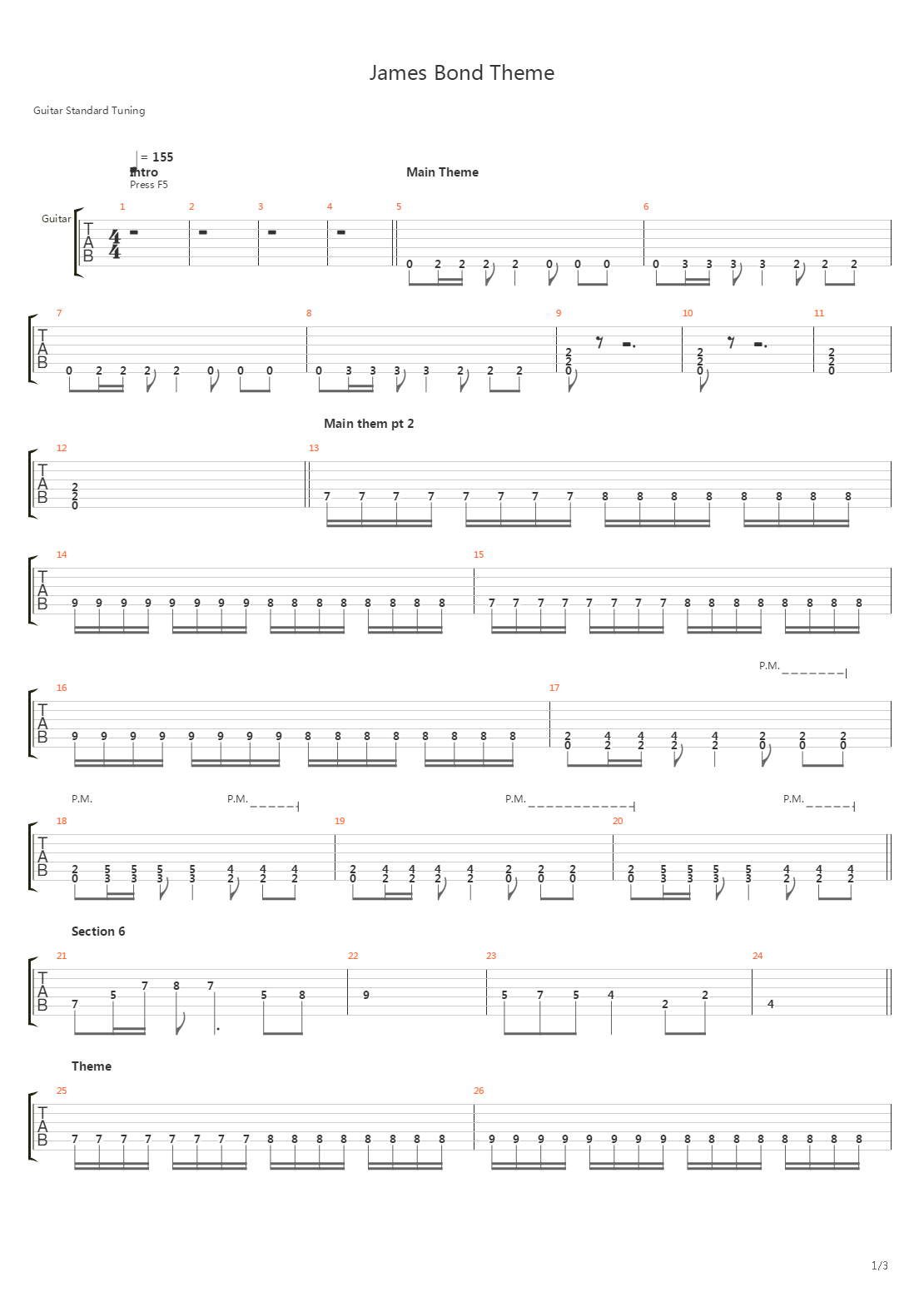 007 James Bond(詹姆士邦德)吉他谱
