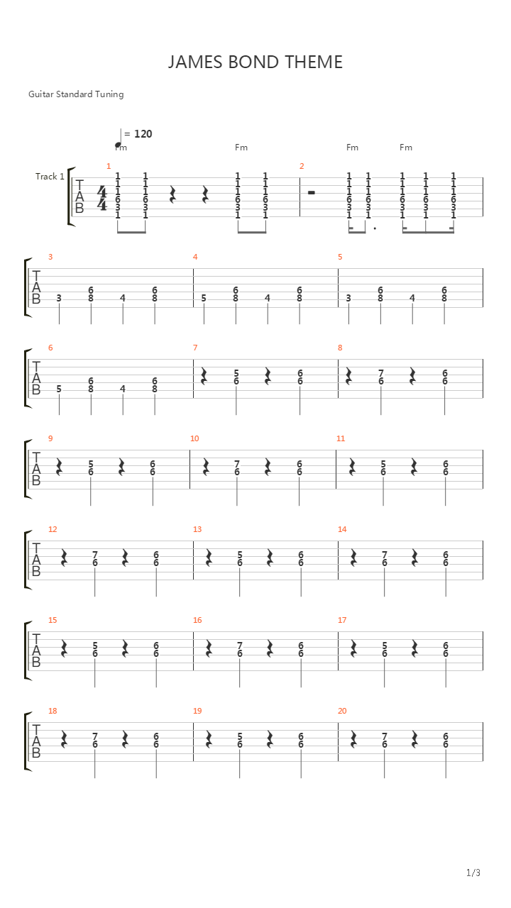 007 James Bond(詹姆士邦德)吉他谱