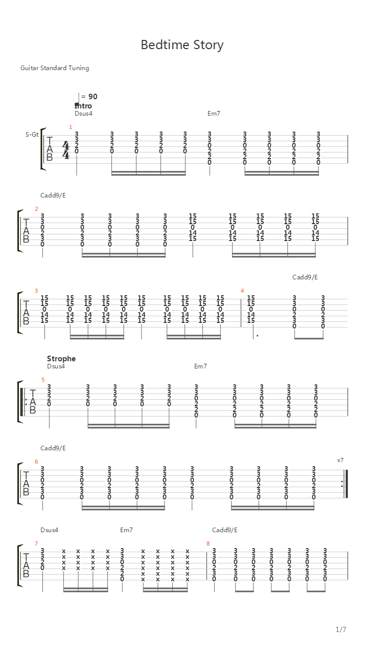 Bedtime Story - Theme吉他谱